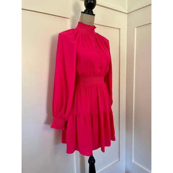 Alice & Olivia Long Sleeve Mini Dress Wild Pink Size 2 - Picture 3 of 5